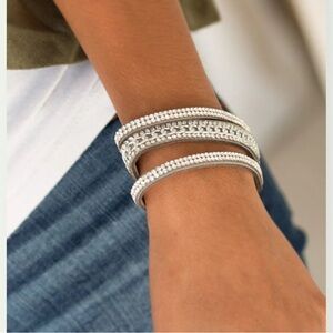 Paparazzi Rollin’ in the Rhinestones Silver Bracelet for Women